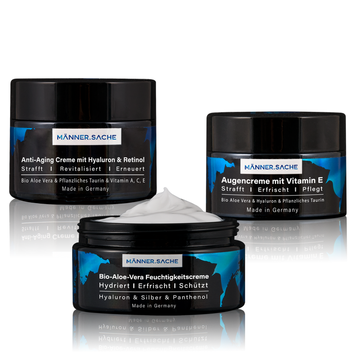 Groomarang Herren-Pflege-Set 24/7 – 3 Cremes: Tag, Nacht & Detox, Mit Vitaminen, Ginseng, Aloe Vera, Für Alle Hauttypen